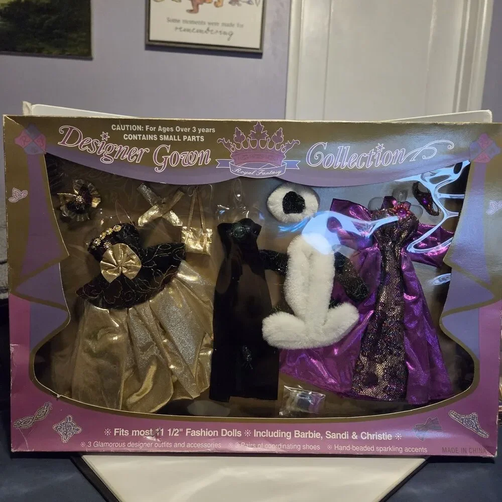 2 RARE VTG Royal Fantasy Designer Gown Collection 1994 NIB for Barbie & Dolls